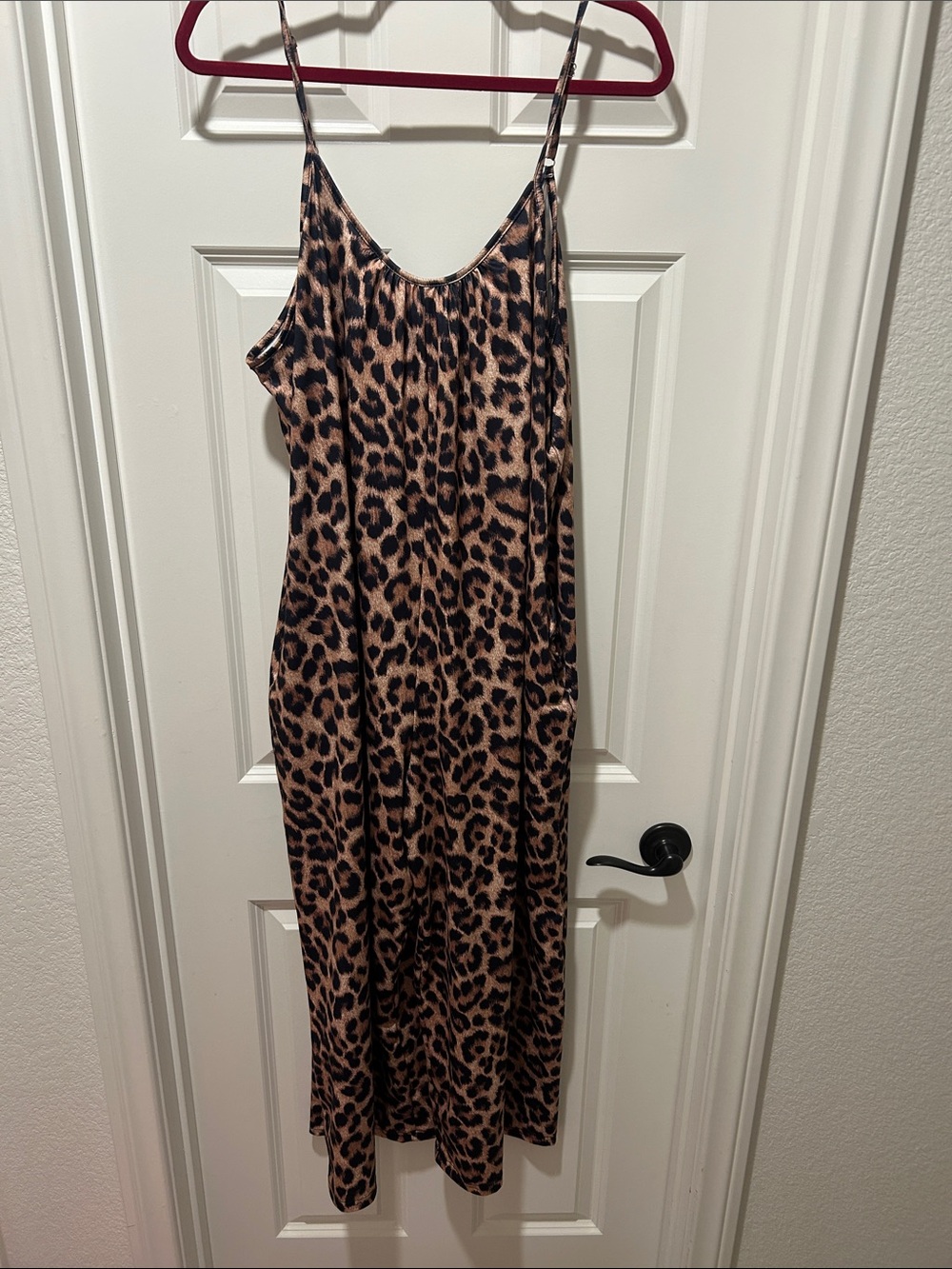 Leopard Print Slip Jumpsuit in Brown